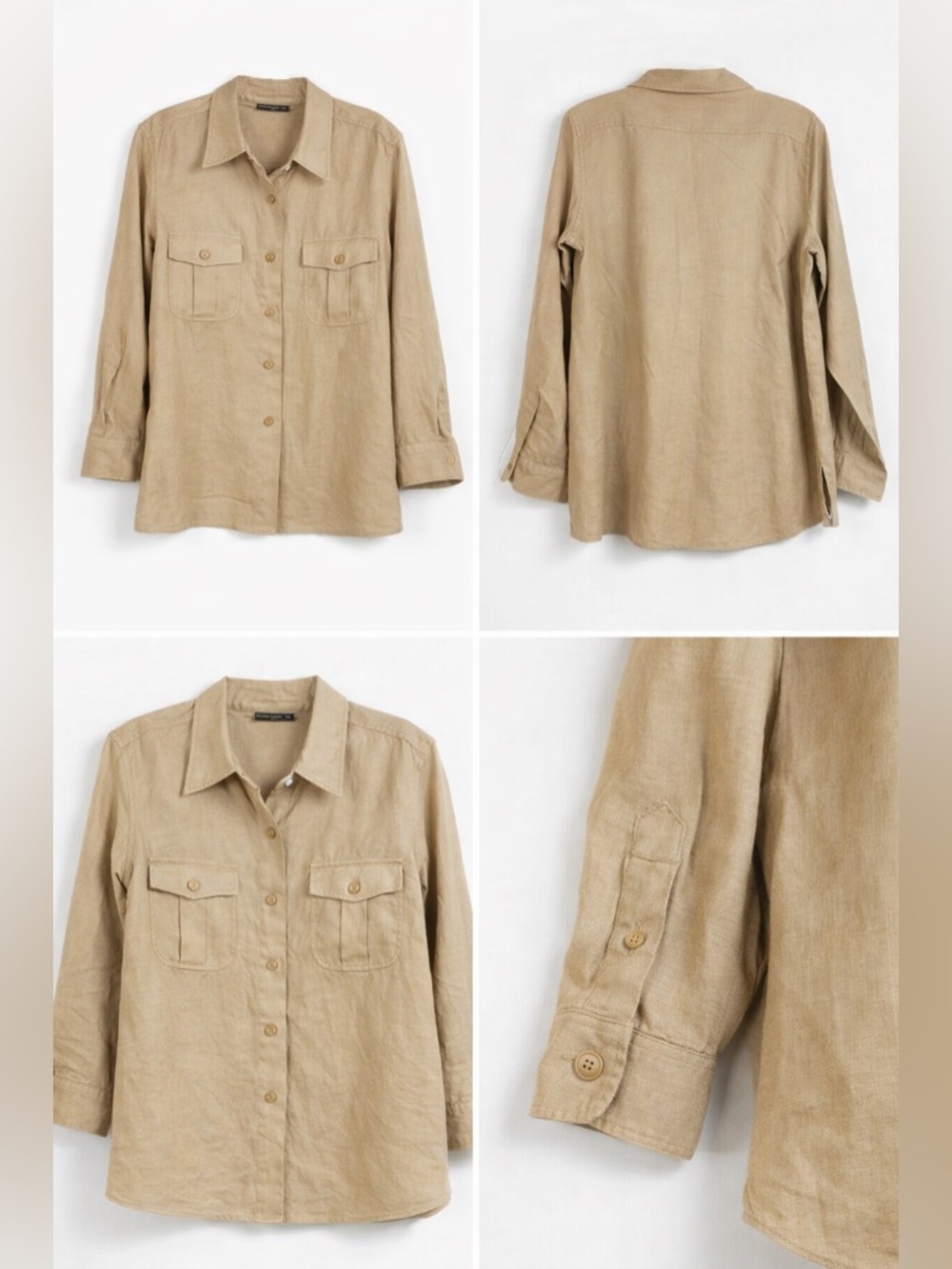 Lauren‎ Ralph Lauren Linen Safari Shirt Beige Utility Button Up Size 8 - Picture 10 of 10